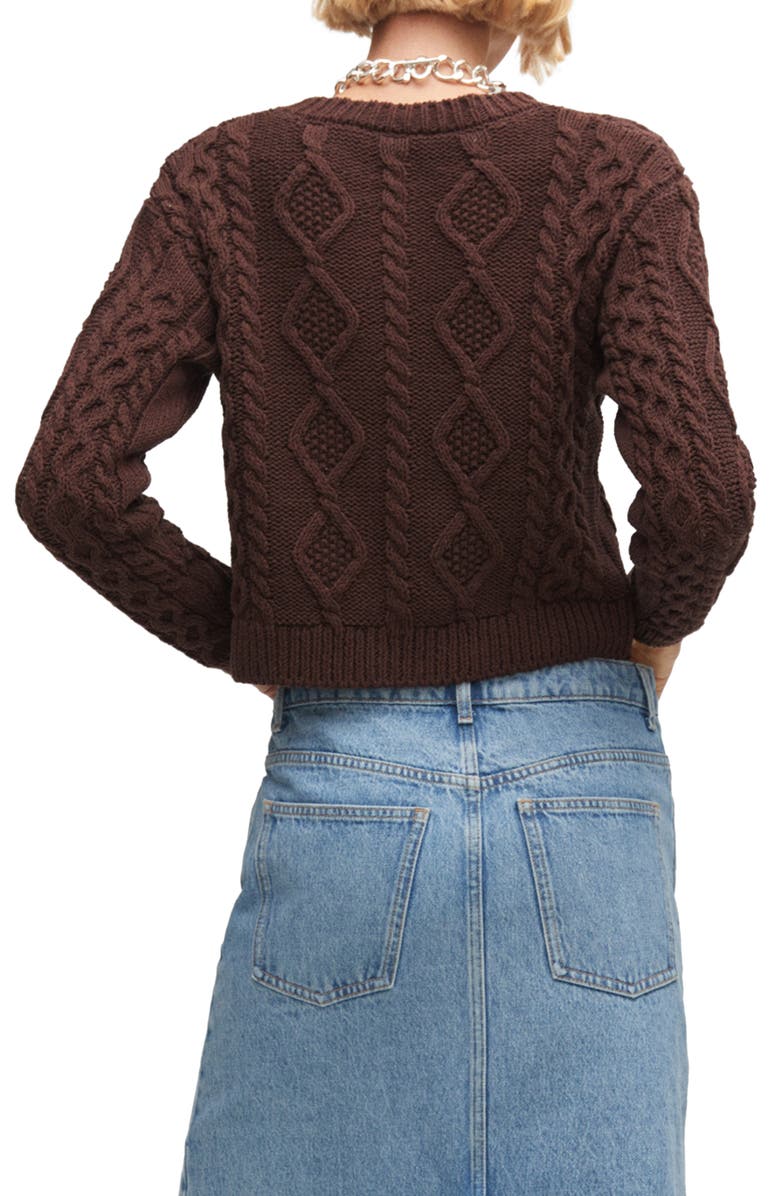 MANGO Cable Crop Cardigan, Alternate, color,