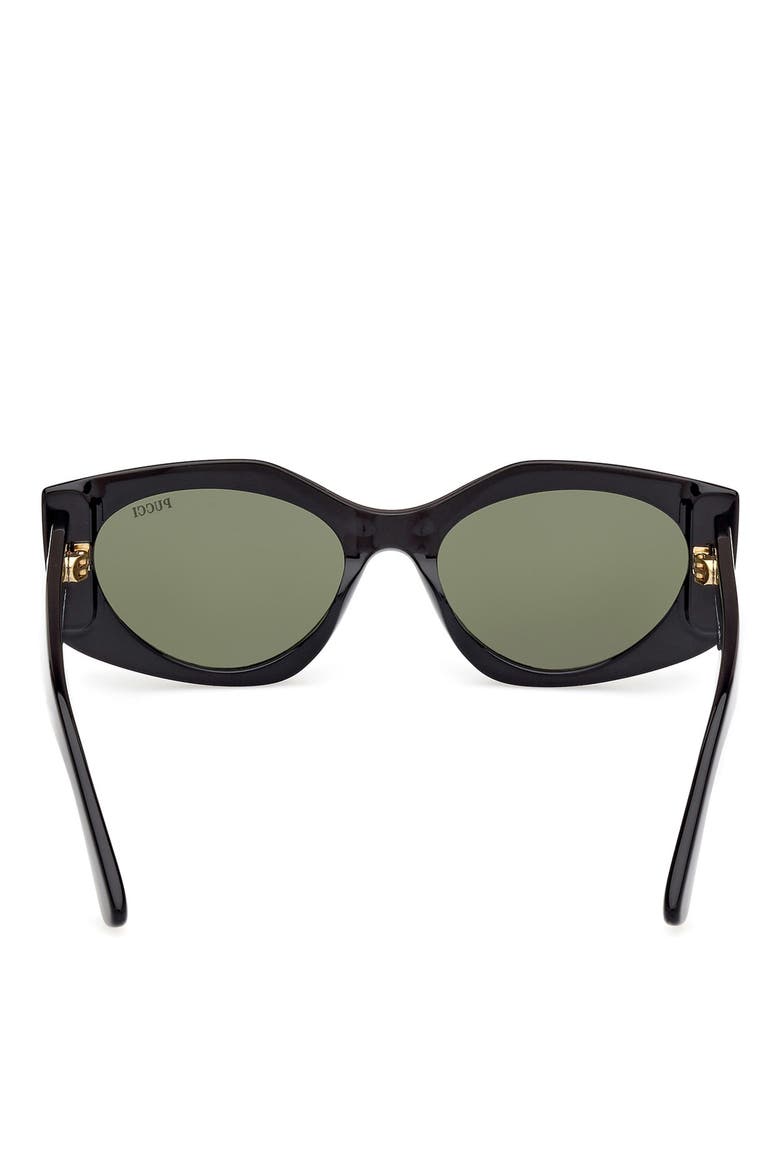 Geometric 55mm Sunglasses, Alternate, color, SHINY BLACK / GREEN
