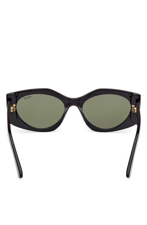 Pucci Women's Shiny Black & Green Faceted Rectangle Sunglasses In Black