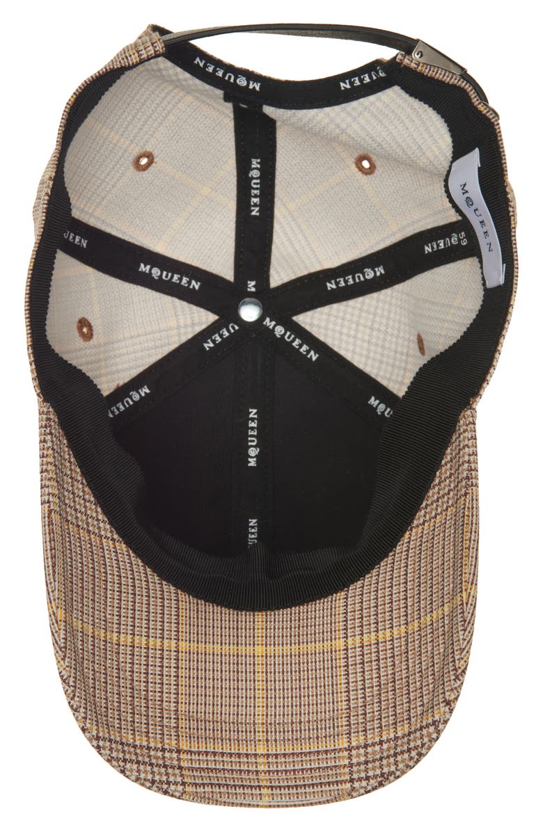 McQueen Check Logo Embroidered Wool Adjustable Baseball Cap, Alternate, color, Camel/ Yellow