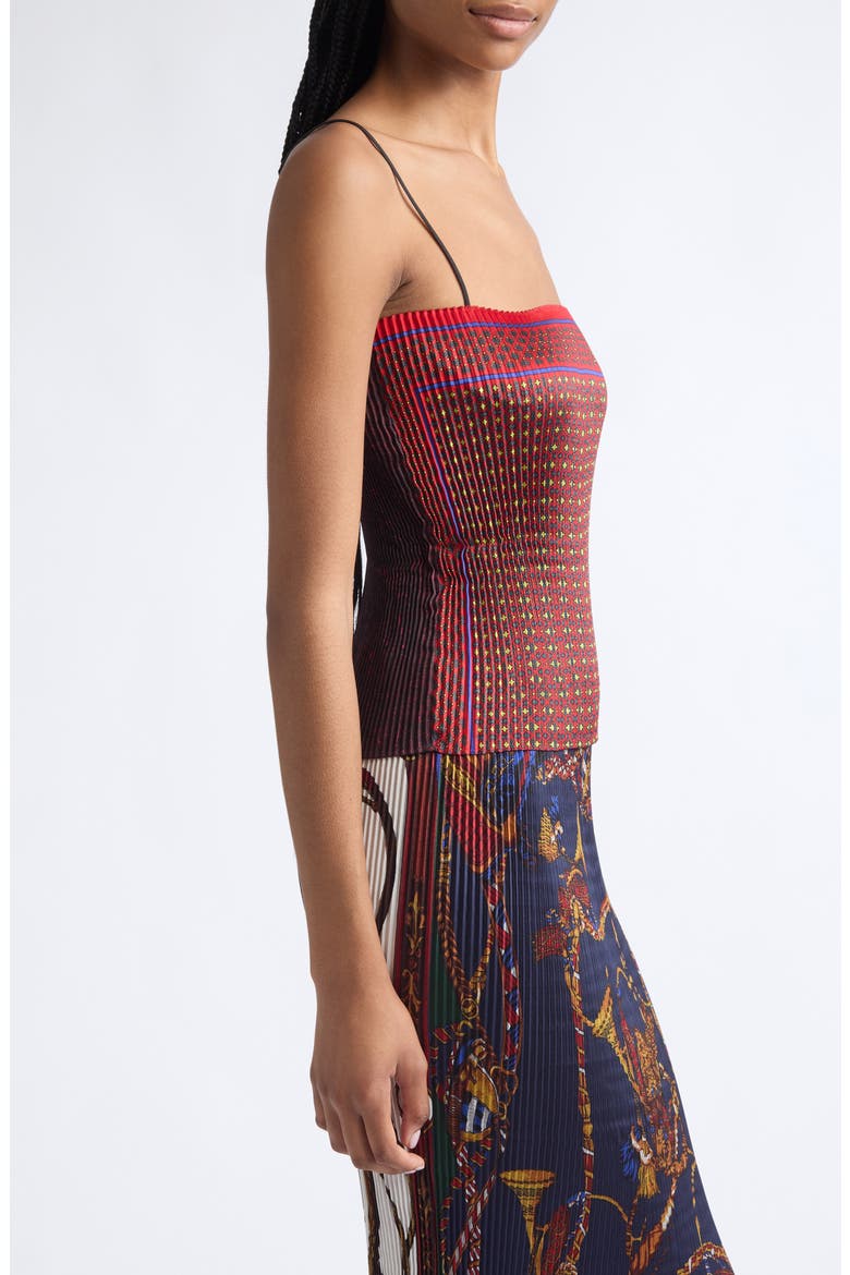Pleated Scarf Camisole, Alternate, color, RED MULTI PRINT