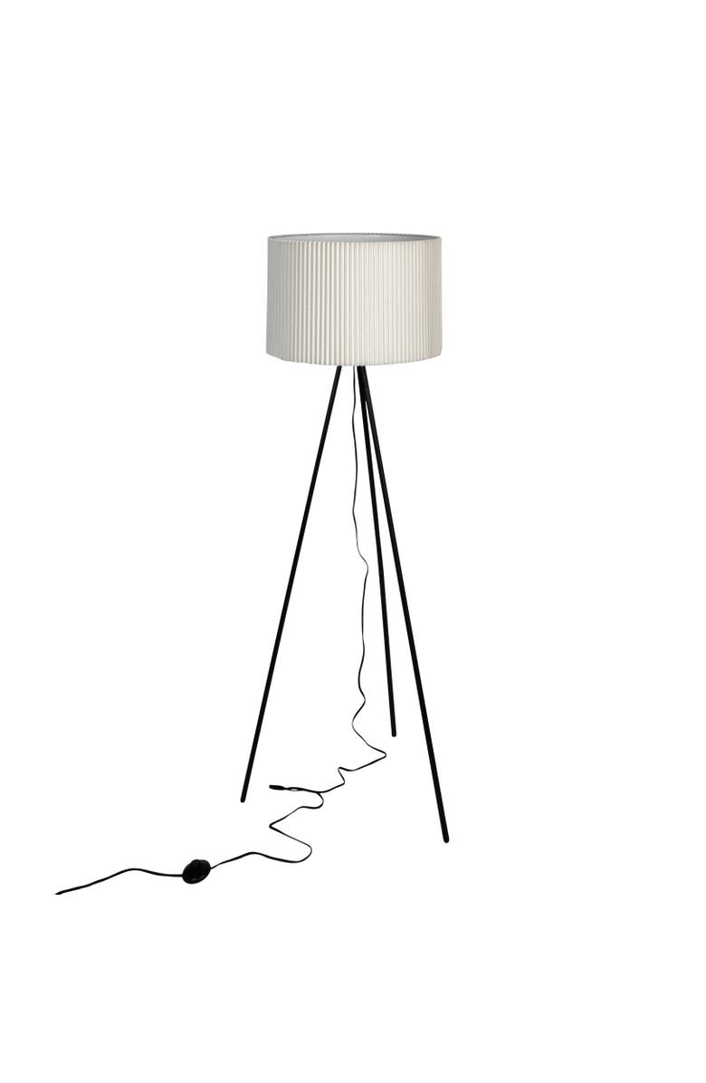 Storied Home 60-Watt Metal Floor Lamp with Jute Shade, Black and White, Main, color, Black