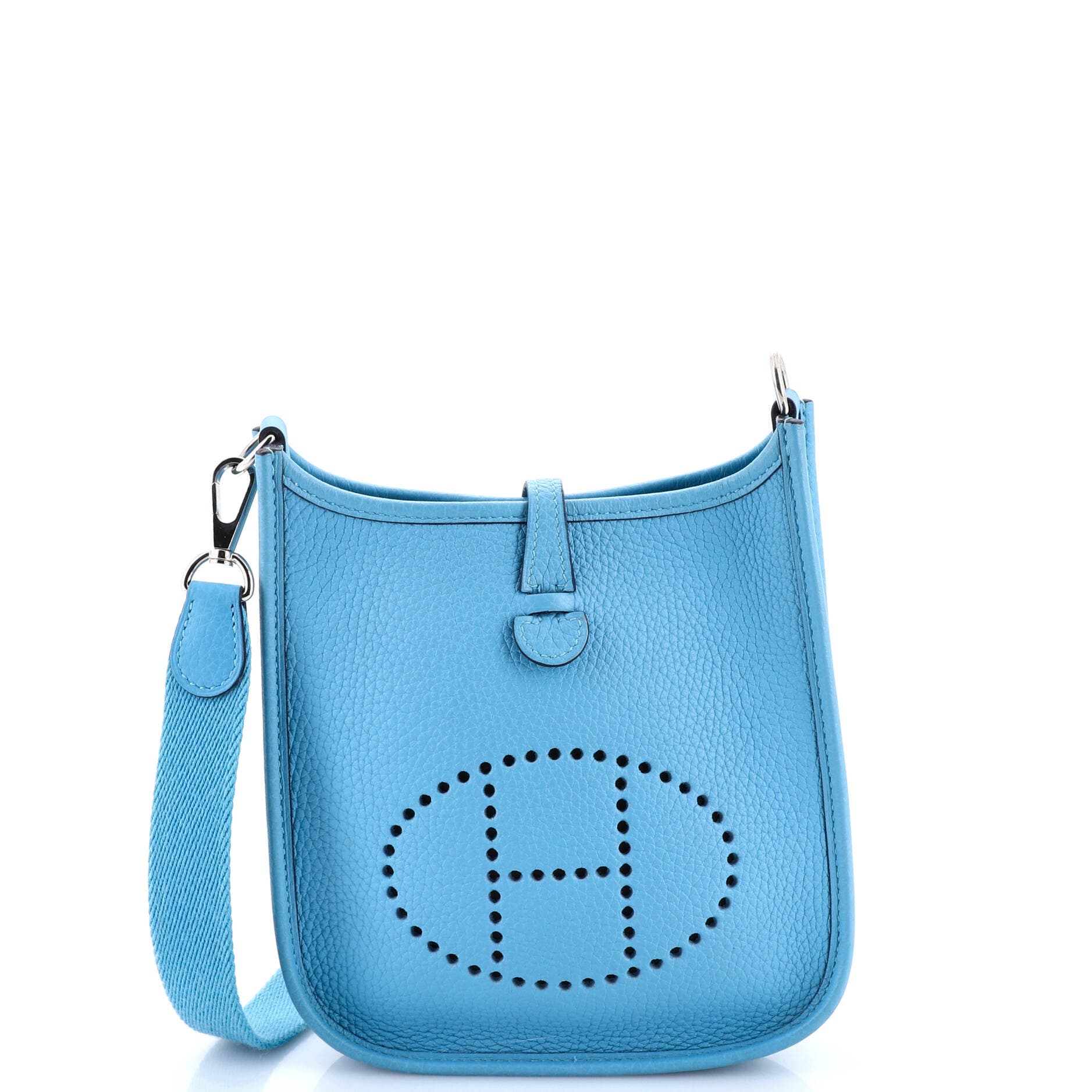 Pre-Owned Hermes Evelyne Bag Gen III Clemence TPM, Main, color, Bleu Du Nord