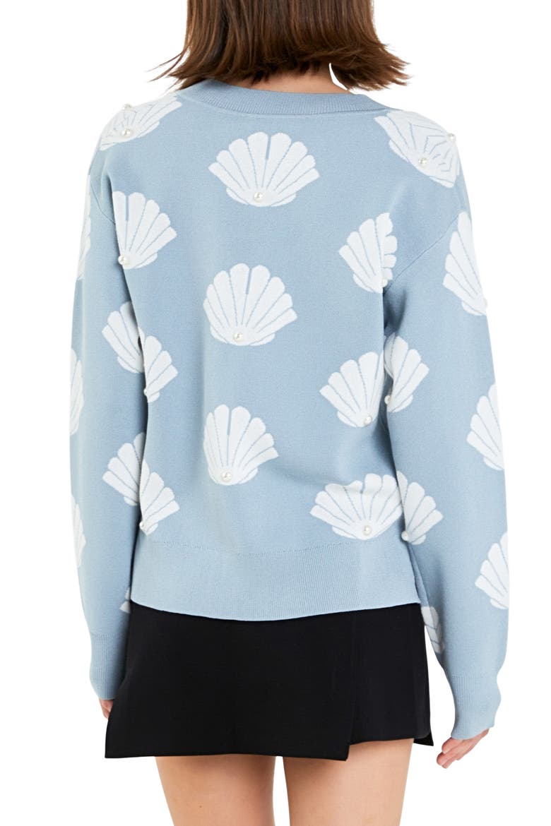 Shell Motif Sweater, Alternate, color, SKY BLUE/ WHITE