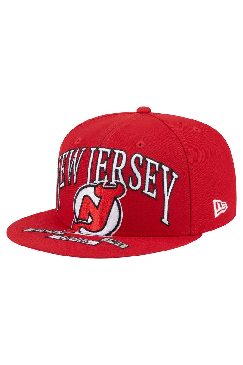 Men's New Era Red New Jersey Devils Oversized Vintage Arch 59Fifty Fitted Hat, Main, color, Red