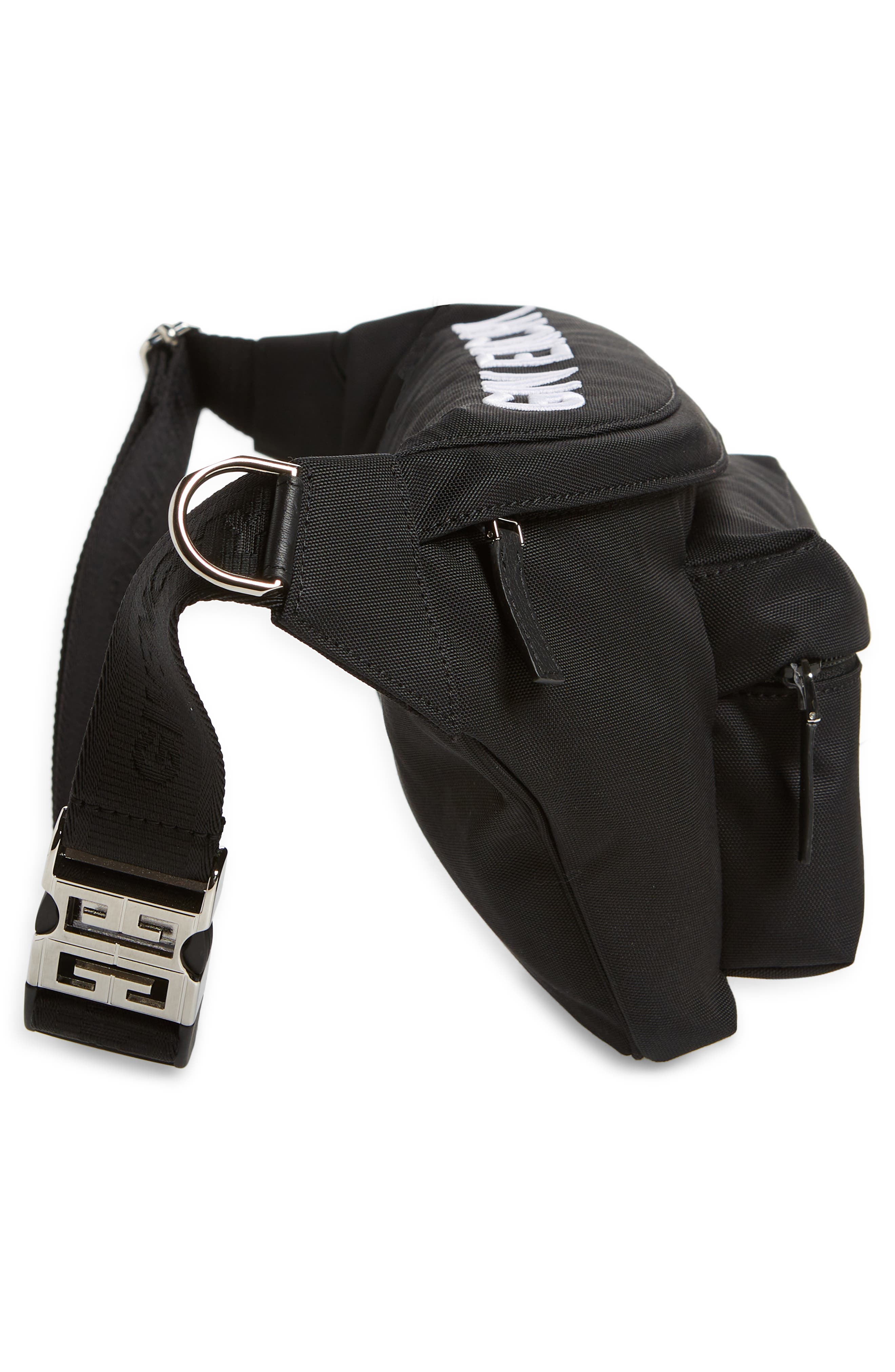Essential U Embroidered Logo Belt Bag, Alternate, color, BLACK