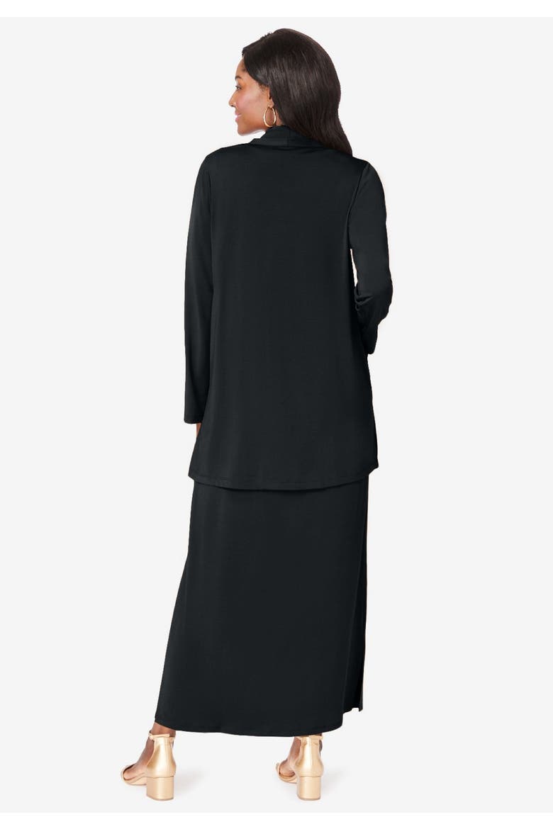 2 Piece Cowlneck Jacket Dress, Alternate, color, BLACK