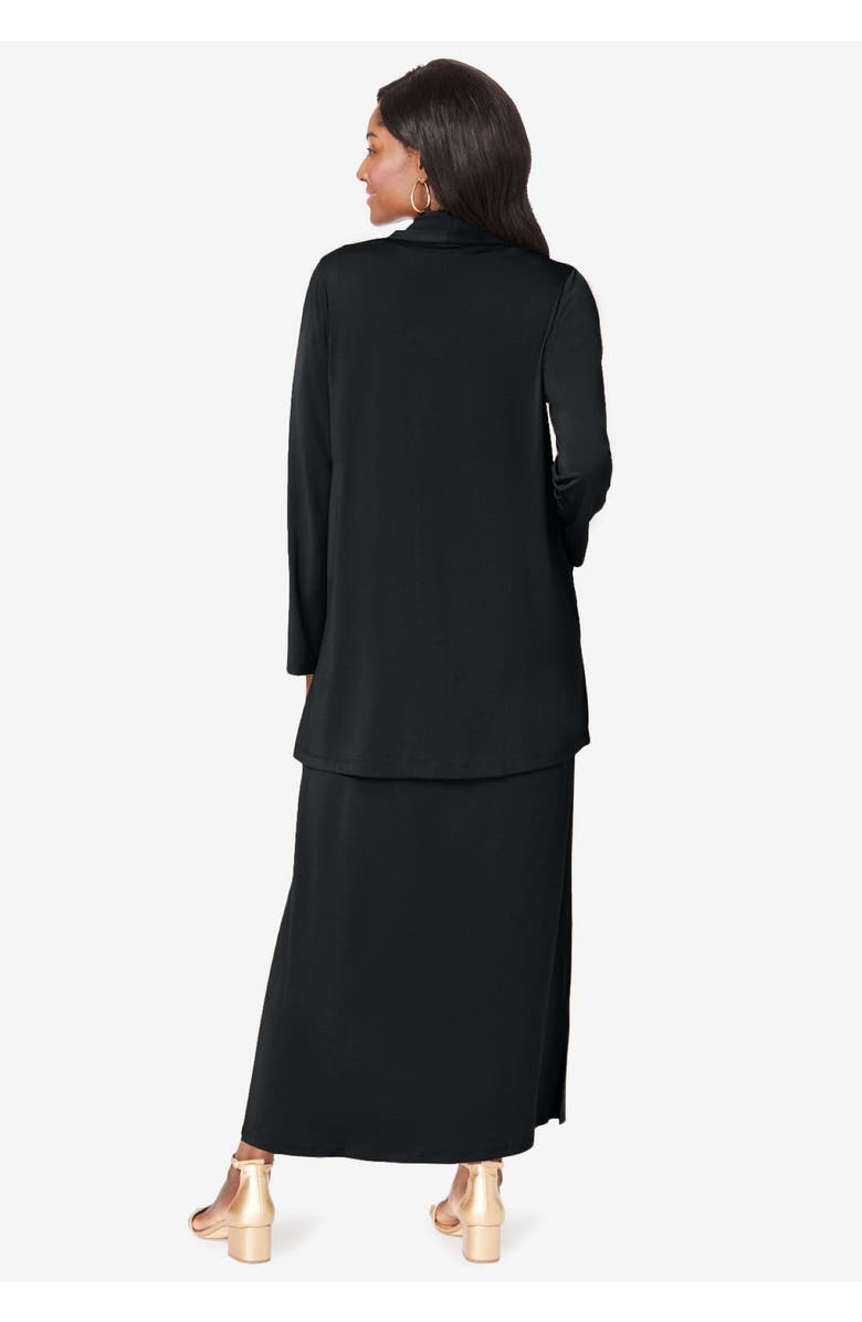 Jessica London 2-Piece Cowlneck Jacket Dress, Alternate, color, Black