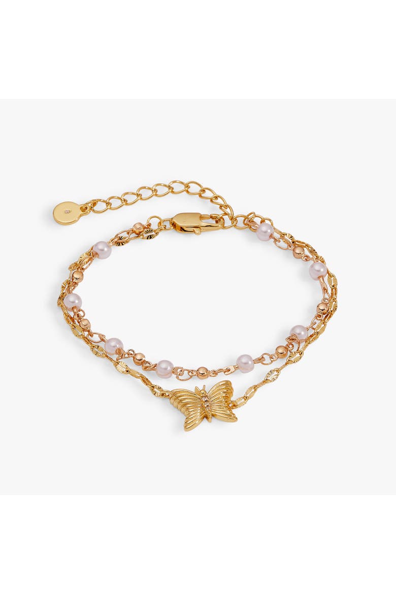 Festival 2 strand Butterfly bracelet, Main, color, Gold