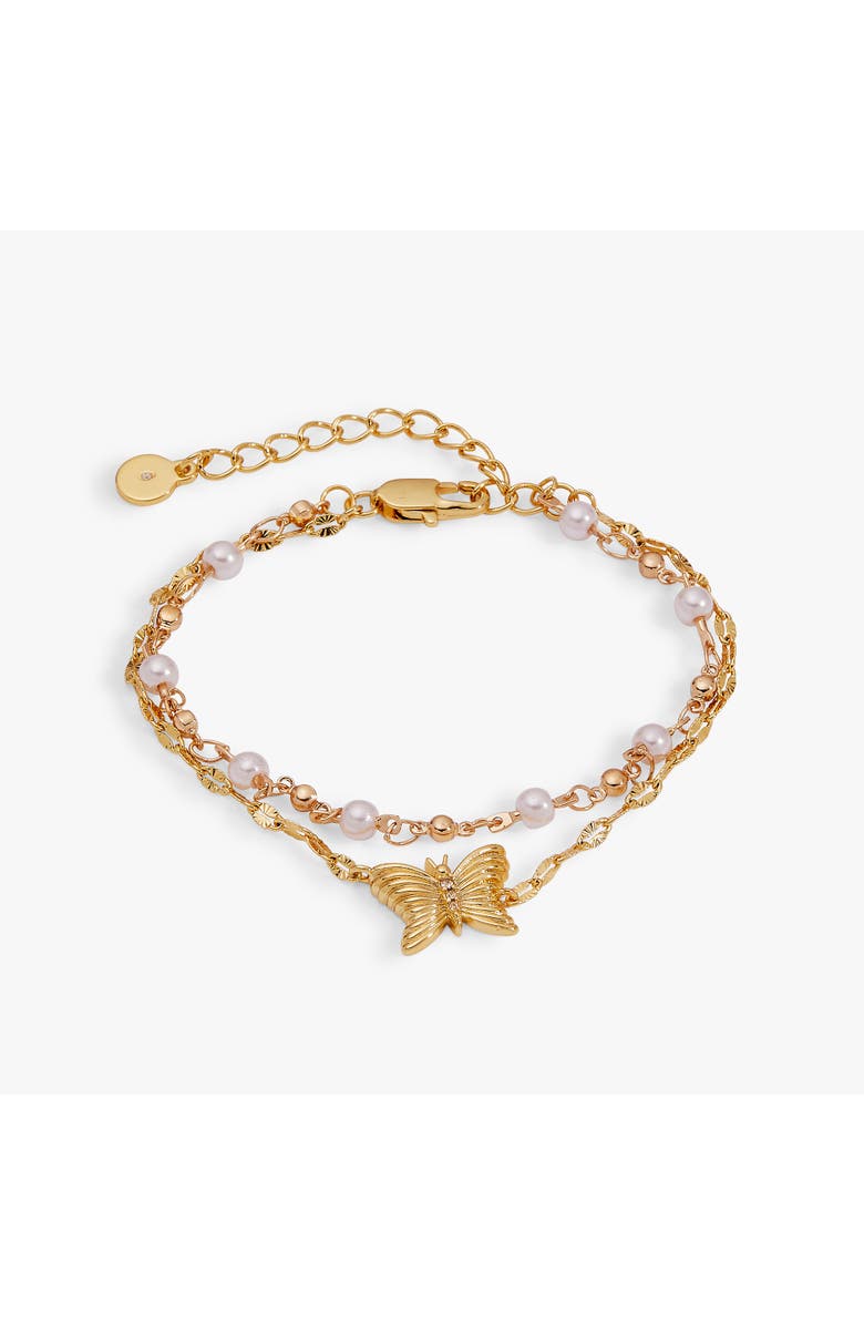 Alex and Ani Festival 2 strand Butterfly bracelet, Main, color, Gold