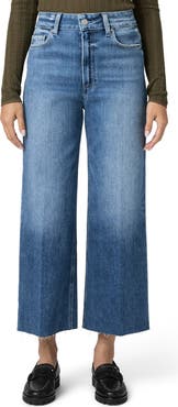 PAIGE Anessa Raw Hem High Waist Wide Leg Jeans