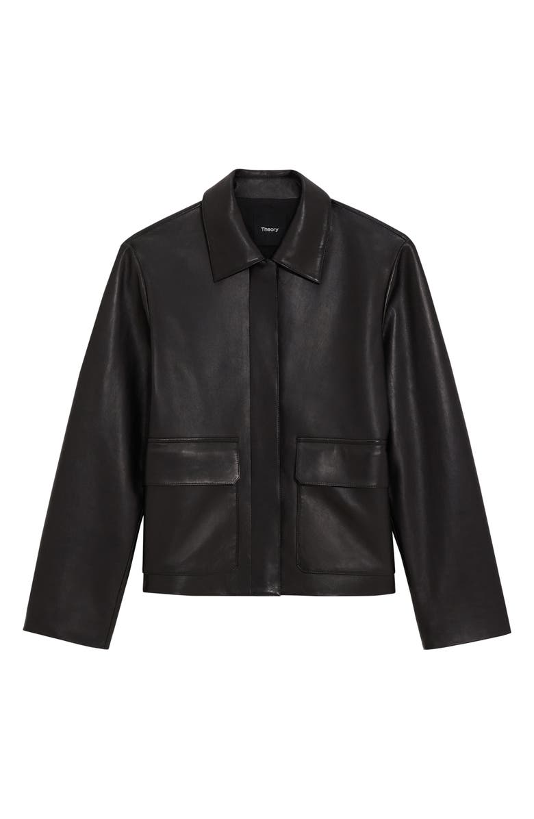 Theory Boxy Patch Pocket Leather Jacket, Alternate, color, 