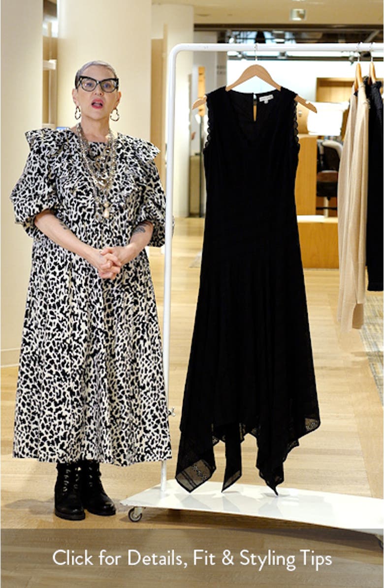 Eyelet Asymmetric Cotton Midi Dress, sales video thumbnail