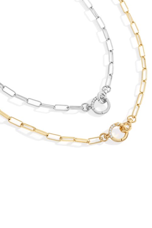 Mint & Lily Pave Mint Paperclip Necklace In Silver