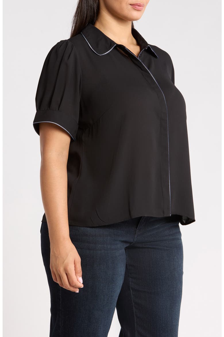 Georgette Button-Up Top, Alternate, color, RICH BLACK