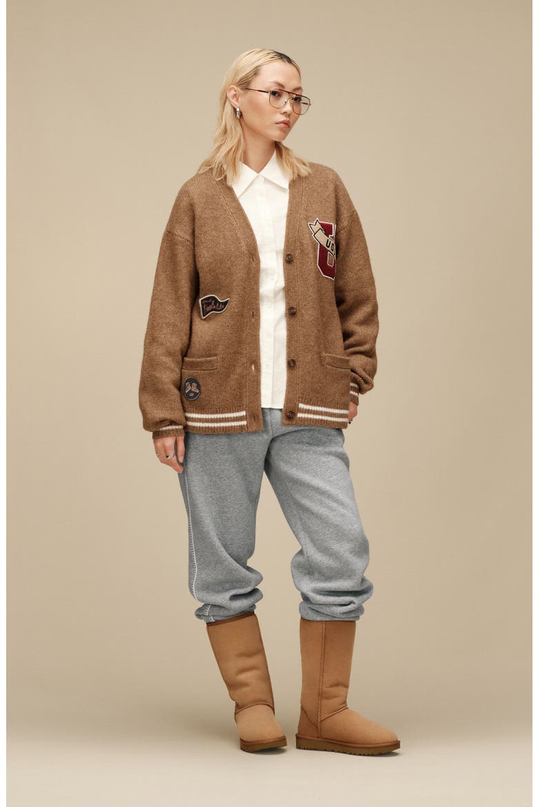 Retro Cardigan, Alternate, color, COFFEE GROUNDS HEATHER