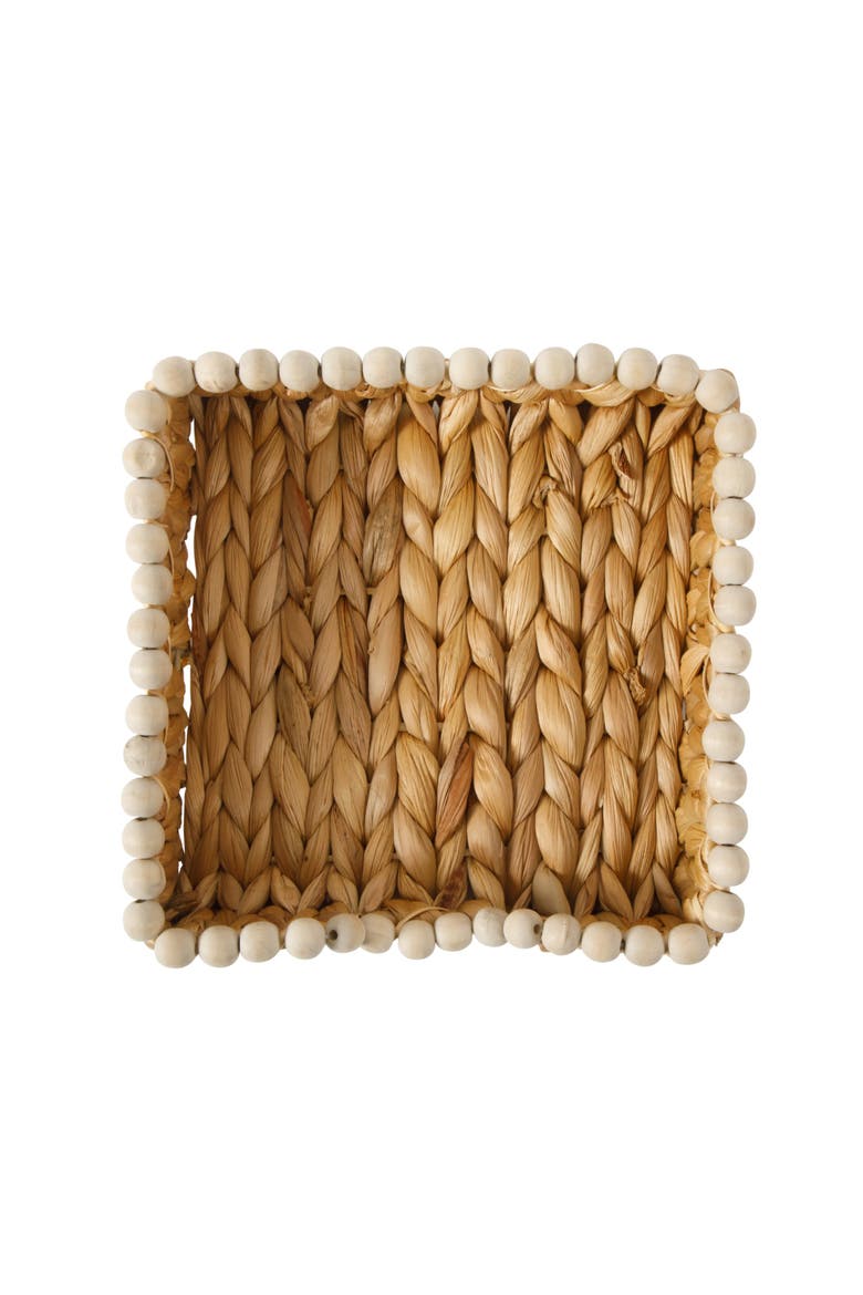 Woven Decorative Napkin Holder Tray, Water Hyacinth Square Basket, Main, color, Natural