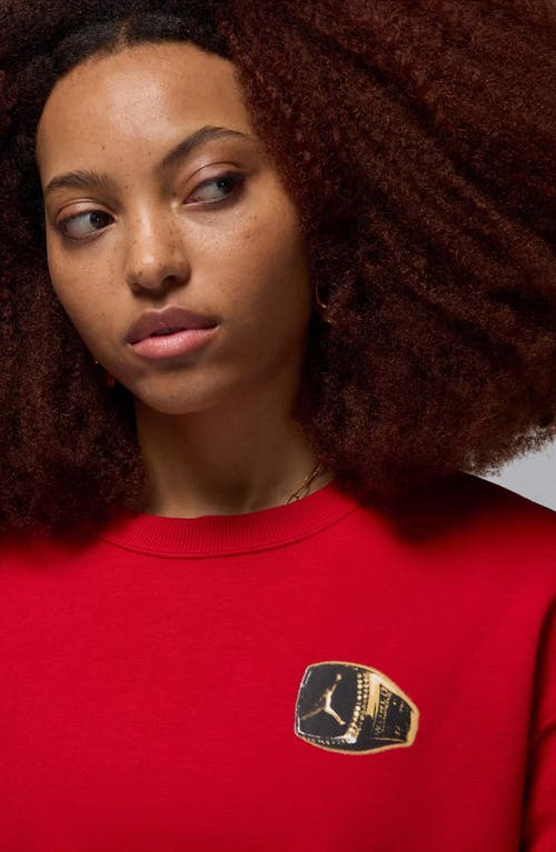 Nike Brooklyn Fleece Crewneck Sweatshirt In Gym Red/white