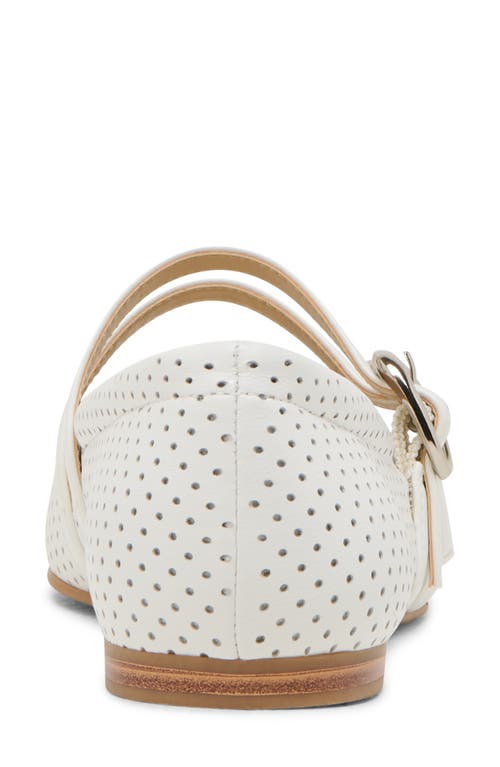 Dolce Vita Alenia Perforated Mary Jane Flat In White Perforated Leather