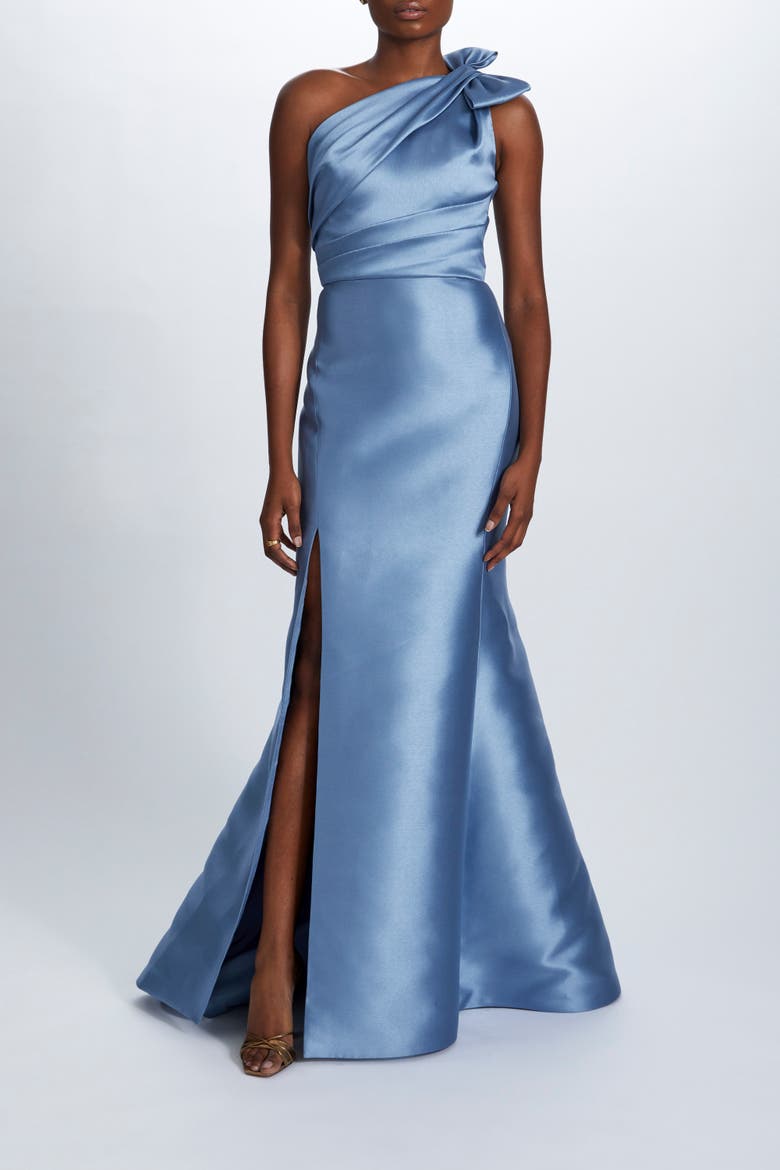 Mikado Draped Bodice Gown, Main, color, Smoky Blue