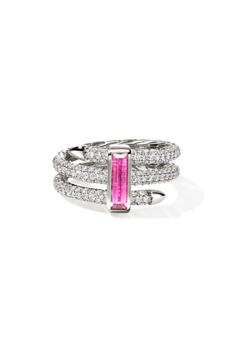 Artisan Series 18k Gold Rubellite & Diamond Spear Ring, Main, color, WHITE GOLD