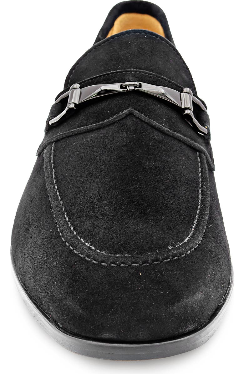 Mezlan Bracco Bit Ornament Suede Loafer, Alternate, color, Black