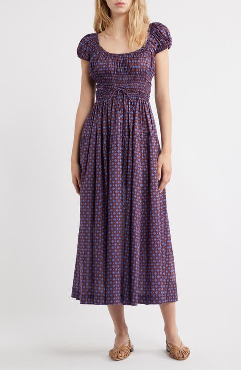 Quinelle Smocked Organic Cotton Midi Dress