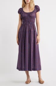 DÔEN Quinelle Smocked Organic Cotton Midi Dress