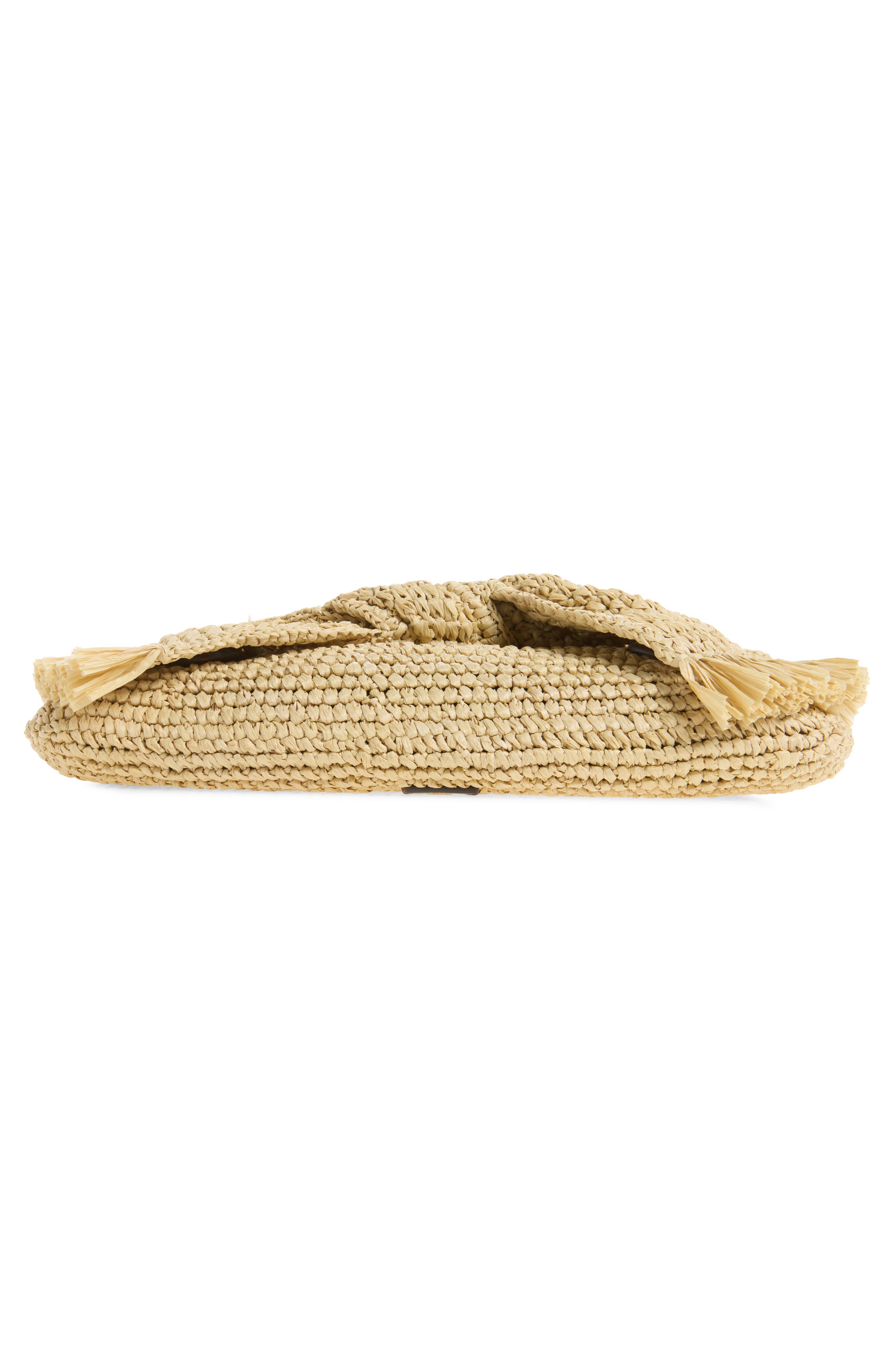 Oversize Bow Raffia Clutch, Alternate, color, NATURAL
