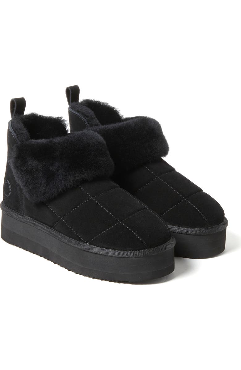 DEARFOAMS Fireside Bayswater Genuine Shearling Quilted Platform Bootie, Alternate, color, Black