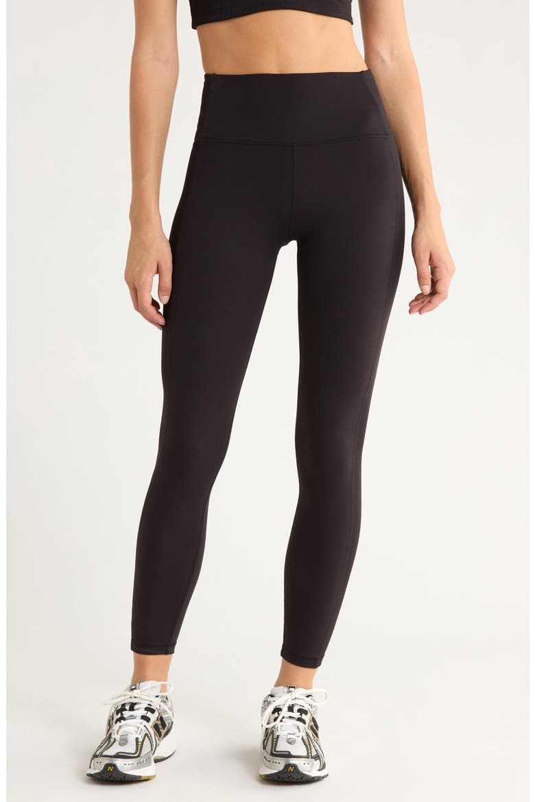 Rib Insert Activewear Leggings, Main, color, BLACK
