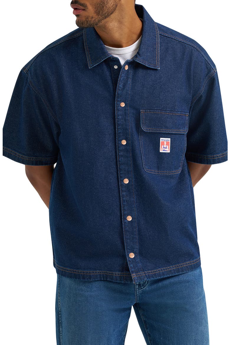 Short Sleeve Denim Overshirt, Main, color, RINSED