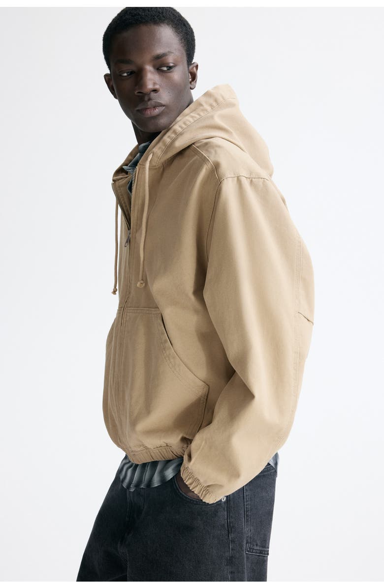H&M Hooded Workwear Jacket, Alternate, color, Beige