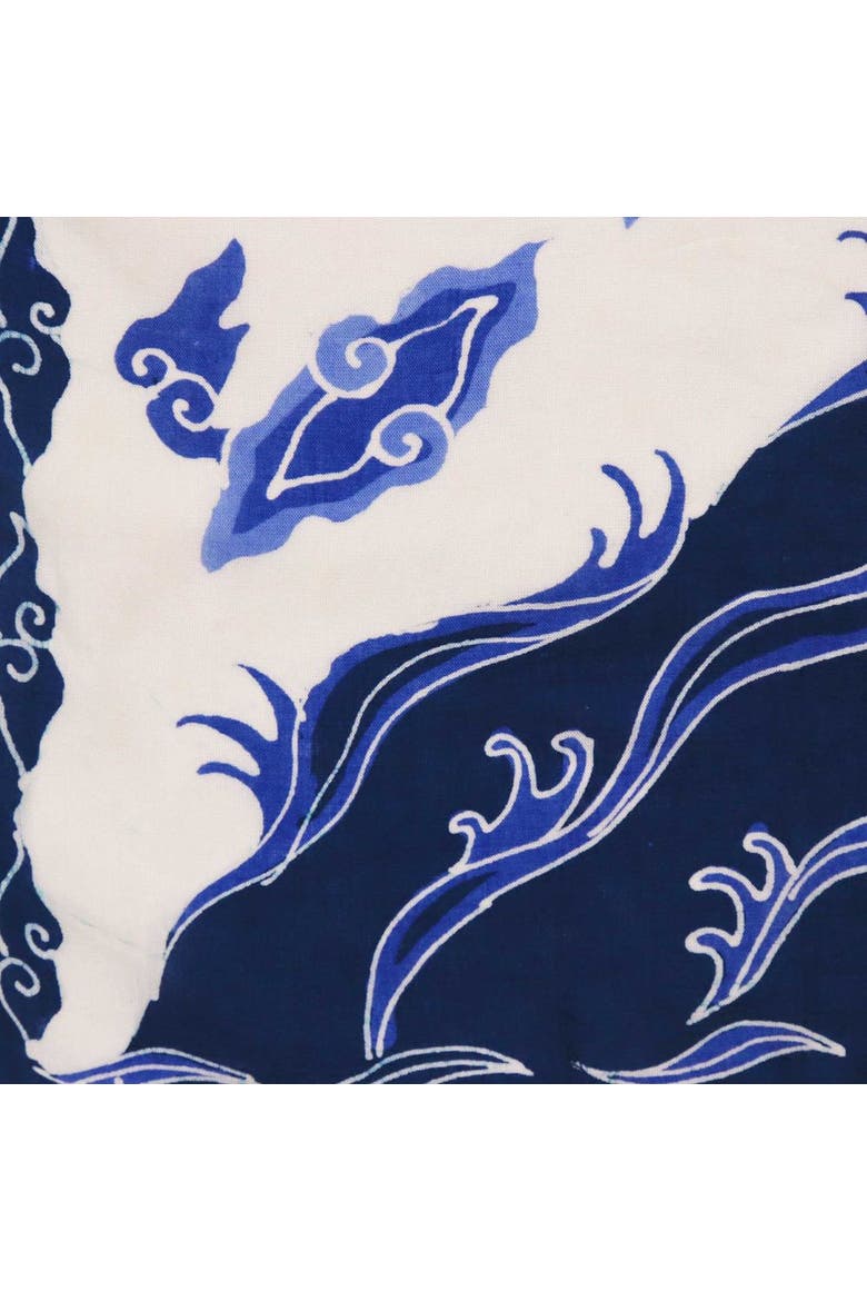 Fully Hand Drawn Batik Tulis Bandana, Alternate, color, Blue, White, Light Blue