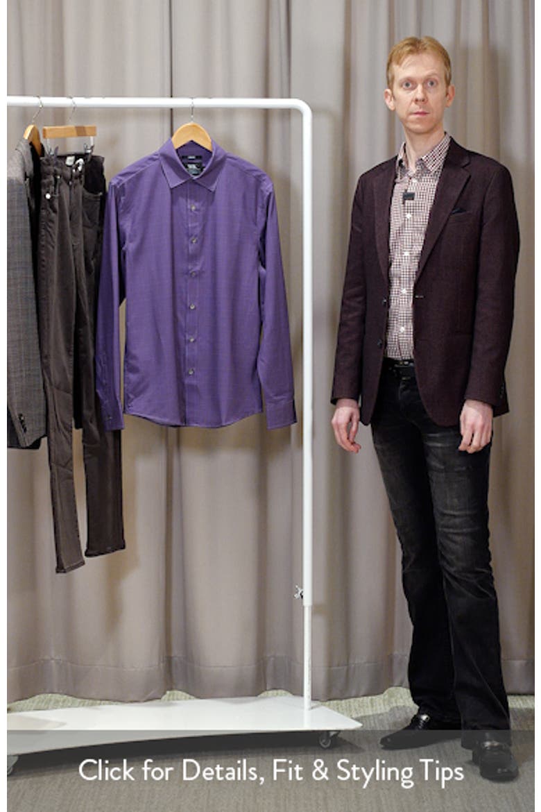 Slim Fit Square Geo Print Performance Button-Up Shirt video