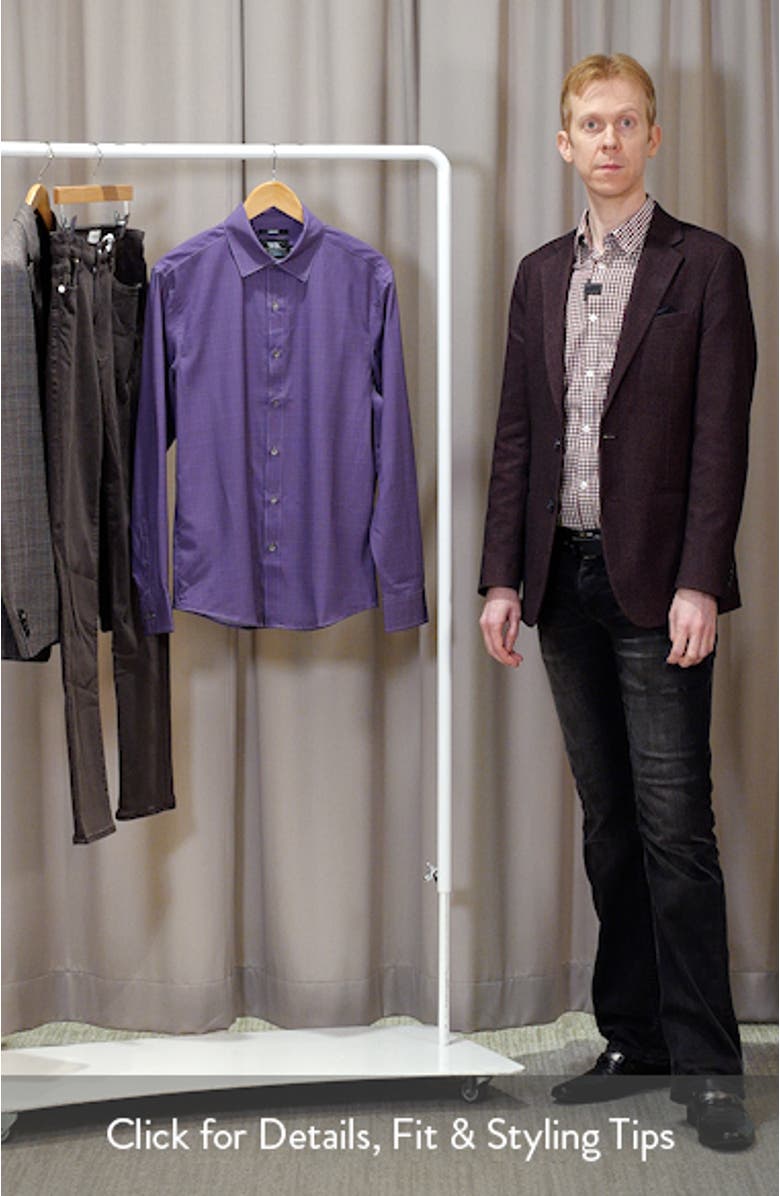 Slim Fit Square Geo Print Performance Button-Up Shirt, sales video thumbnail