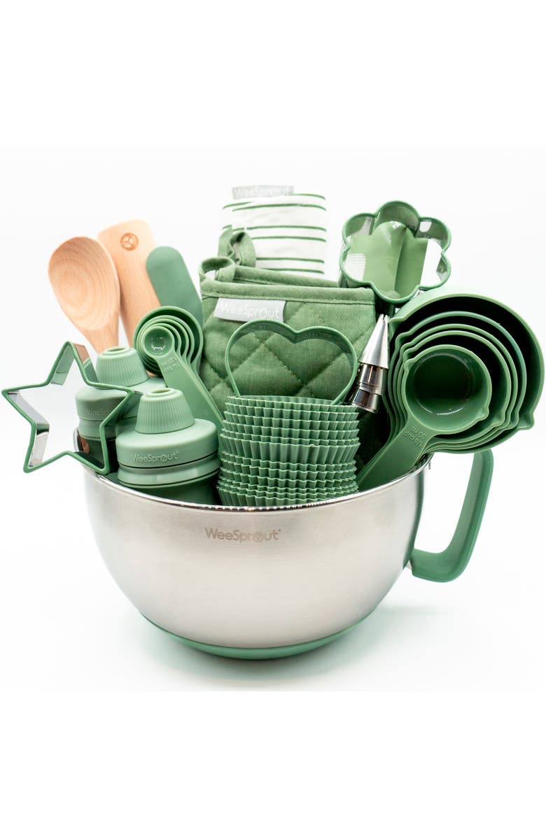 WeeSprout Little Chef Kids Baking Set, 38 Pieces, Main, color, Green