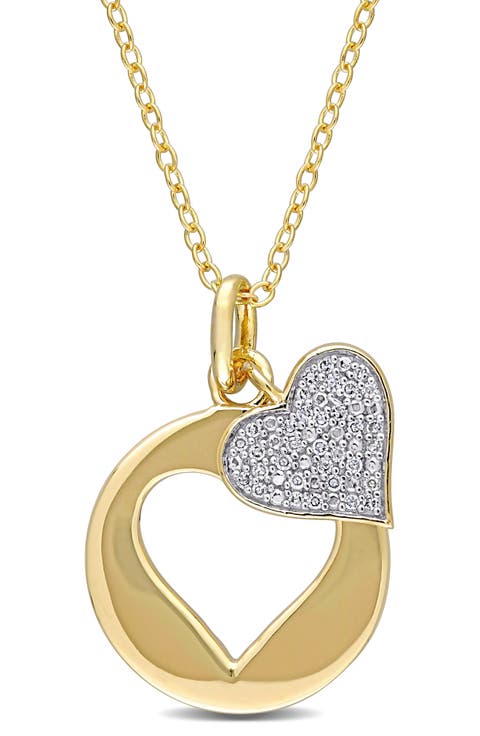 Double Heart Pavé Diamond Pendant Necklace - 0.10 ctw.
