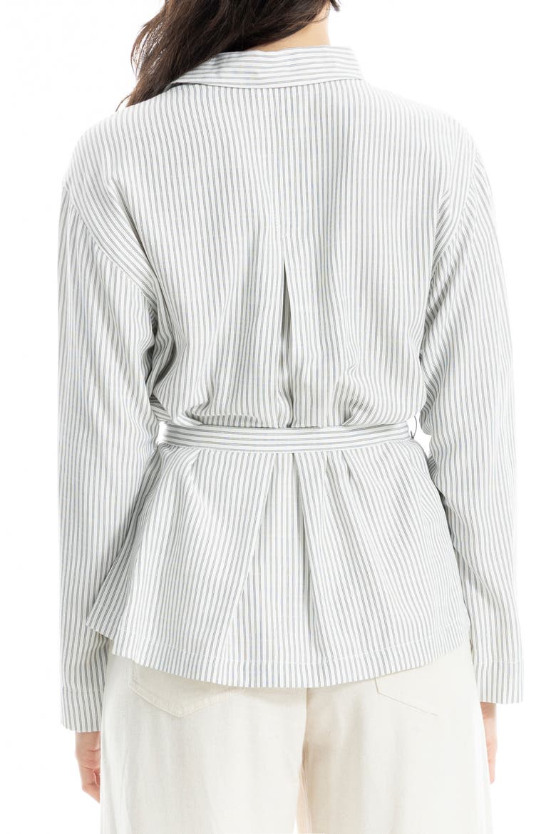 Stripe Belted Button-Up Shirt, Alternate, color, IVORY/ BLACK TWIN STRIPE