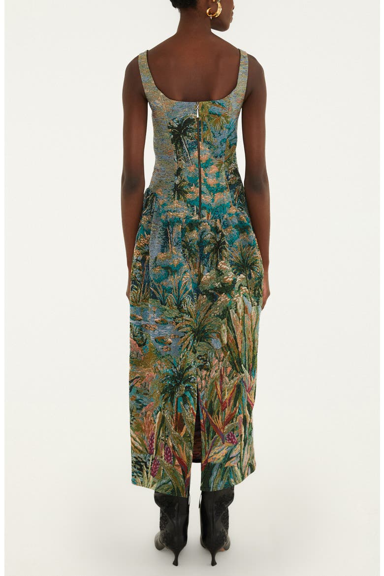 Petricor Sleeveless Jacquard Midi Dress, Alternate, color, GREEN