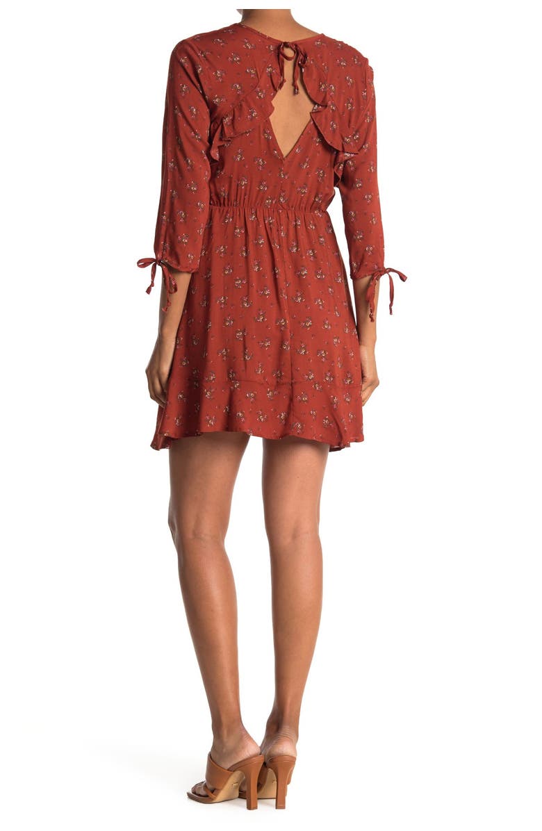 Velvet Torch Floral Ruffle Trim Mini Dress, Alternate, color, 