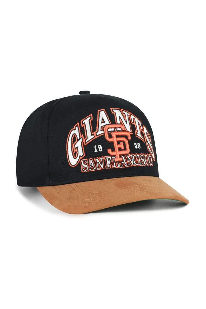 Men's '47 Black/Brown San Francisco Giants Cooperstown Break Wood Suede Hitch Adjustable Hat, Alternate, color, Black
