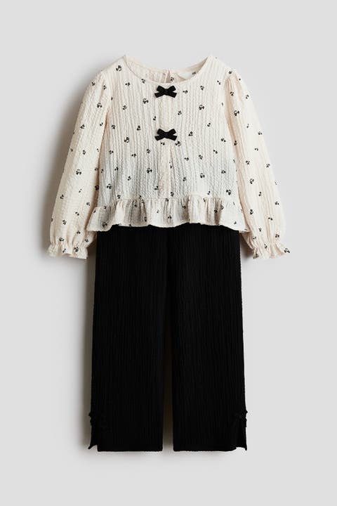 2-piece Bow-detail Crinkled Set