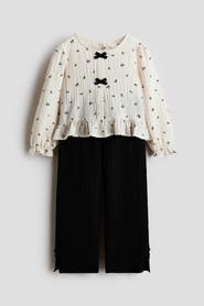 H&M 2-piece Bow-detail Crinkled Set