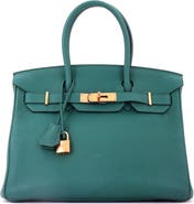Pre-Owned Hermes Birkin Handbag Green Togo with Gold Hardware 30