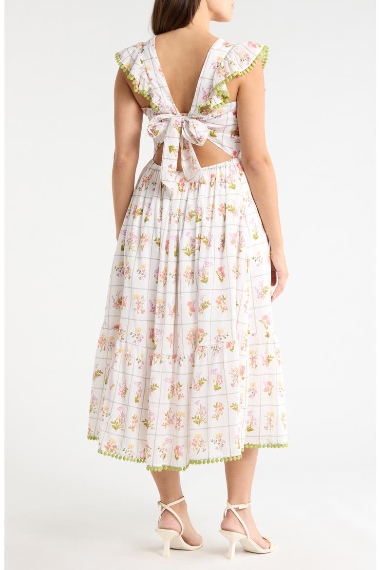 Diana Floral Maira Tie Back Midi Sundress, Alternate, color, CORAL MULTI