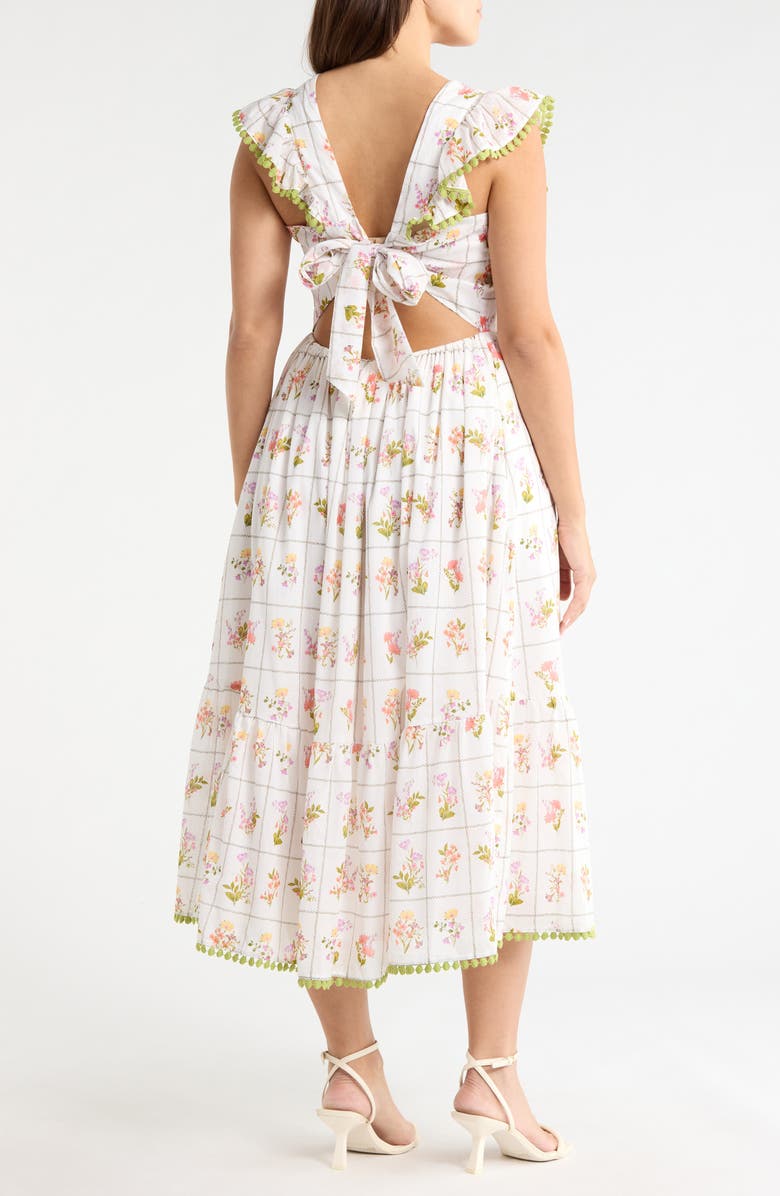 SUGARLIPS Diana Floral Maira Tie Back Midi Sundress, Alternate, color, Coral Multi