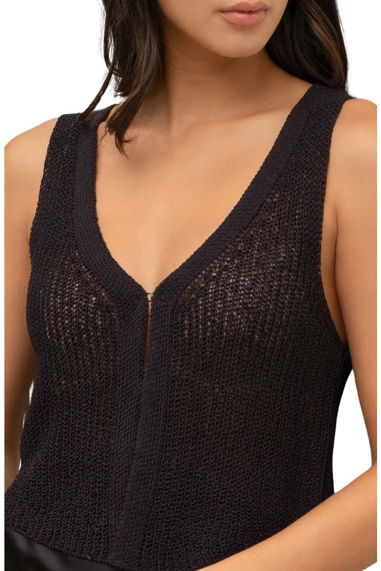 V-Neck Ribbed Tank, Alternate, color, BLACK