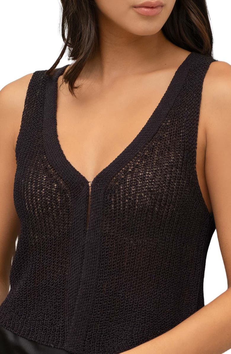 Blu Pepper V-Neck Ribbed Tank, Alternate, color, Black