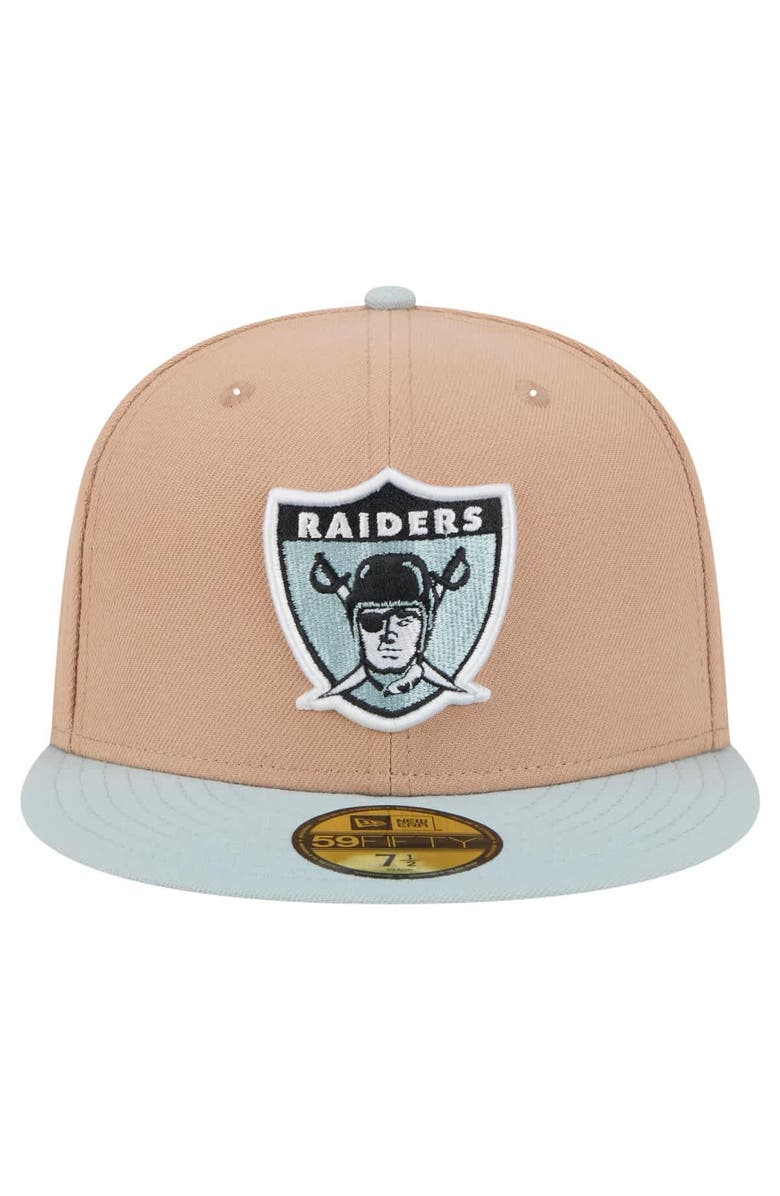New Era Men's New Era Tan Oakland Raiders Gridiron Classics Throwback Logo Main 59FIFTY Fitted Hat, Alternate, color, Tan